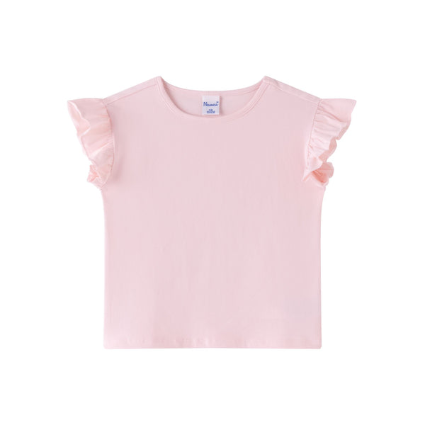 T-shirt met ruffles roze