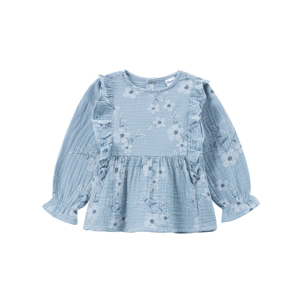 Sierlijke blouse met bloemen en ruffles