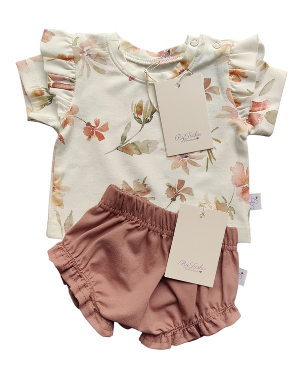 Setje ByTasha wilde bloemen en bloomer mauve