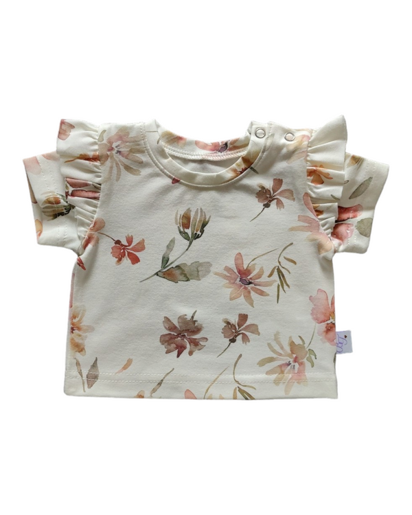 T-shirt ByTasha met ruffles en wilde bloemen