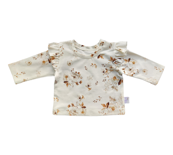 Longsleeve ByTasha met ruffles jasmijn bloemen